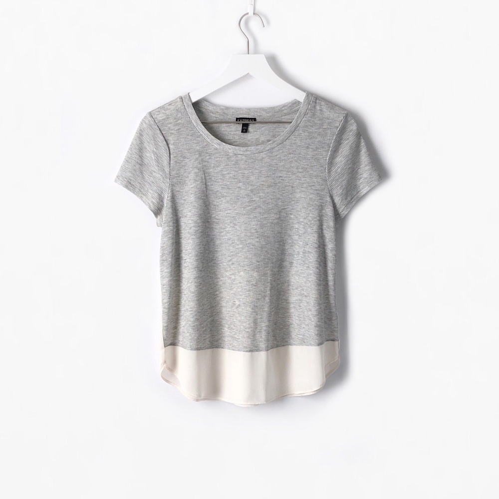 express ribbed short sleeve tee with shirttail hem